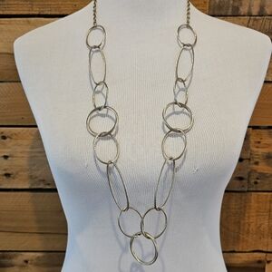 Long goldtone large oval link necklace